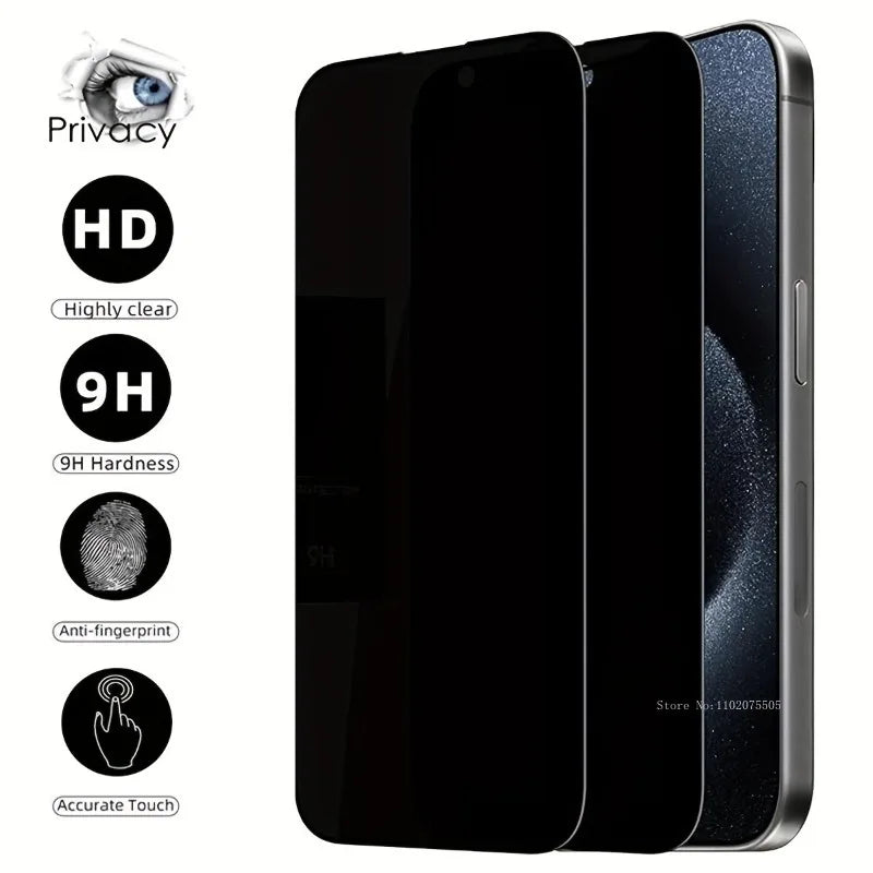 2Pcs Privacy Screen Protector for  11 12 13 Pro 14 15 Pro Max plus Tempered Glass for  7 8Plus X XR XS Max Glass